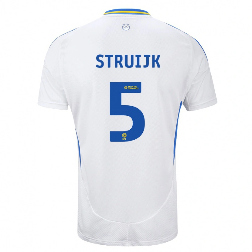 Danxen Donna Maglia Pascal Struijk #5 Bianco Blu Kit Gara Home 2024/25 Maglietta
