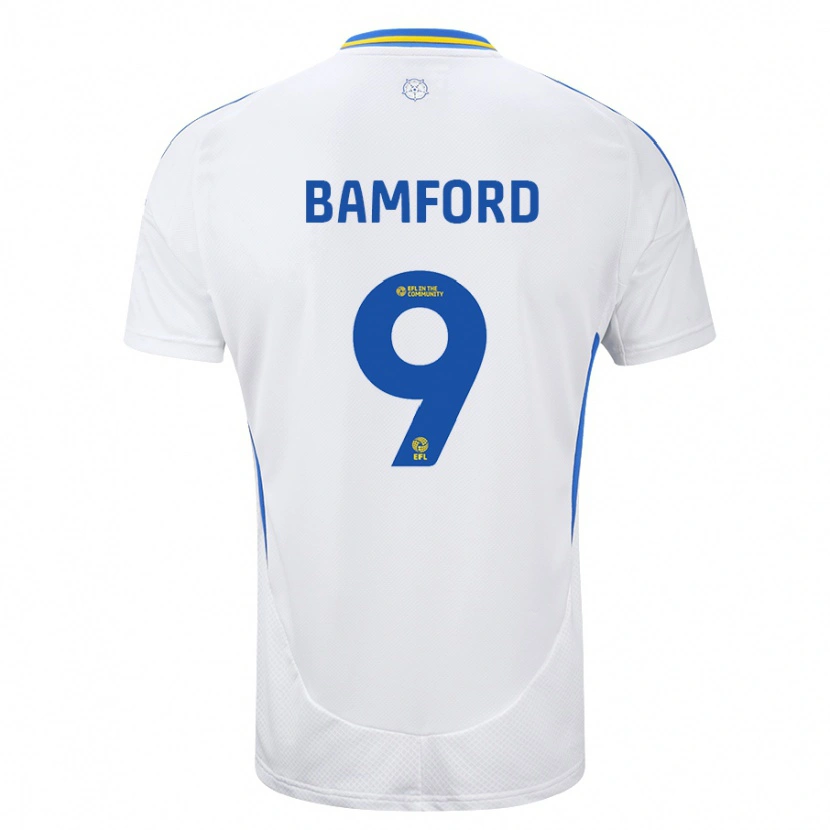 Danxen Donna Maglia Patrick Bamford #9 Bianco Blu Kit Gara Home 2024/25 Maglietta