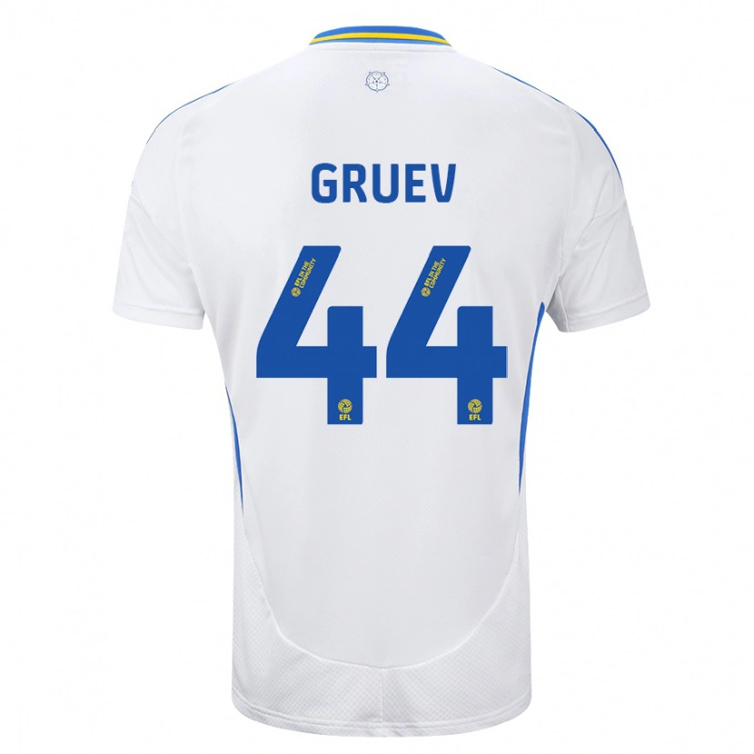 Danxen Donna Maglia Ilia Gruev #44 Bianco Blu Kit Gara Home 2024/25 Maglietta