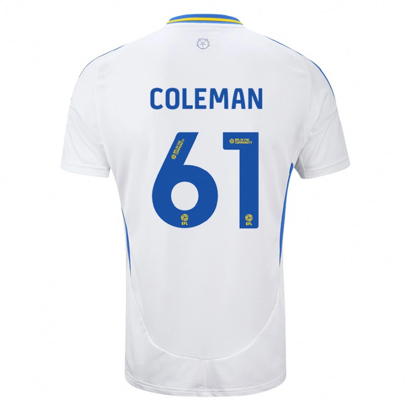 Danxen Donna Maglia Cian Coleman #61 Bianco Blu Kit Gara Home 2024/25 Maglietta