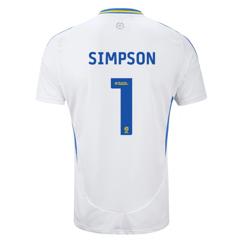 Danxen Donna Maglia Carrie Simpson #1 Bianco Blu Kit Gara Home 2024/25 Maglietta