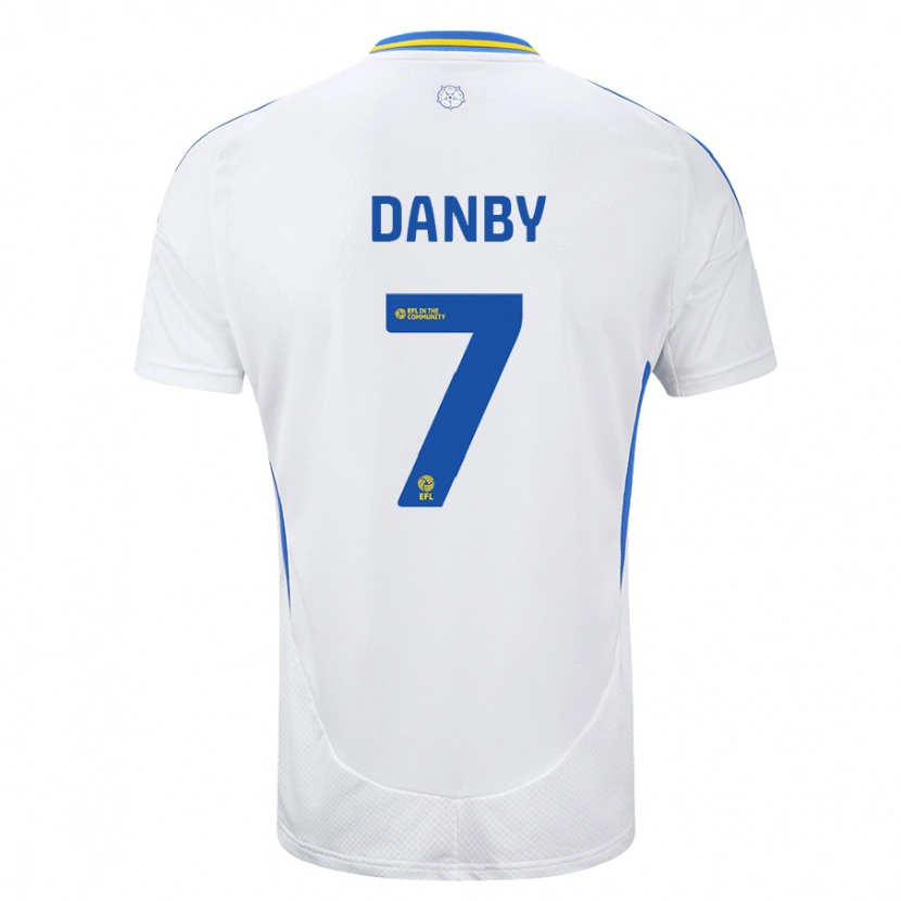 Danxen Donna Maglia Sarah Danby #7 Bianco Blu Kit Gara Home 2024/25 Maglietta