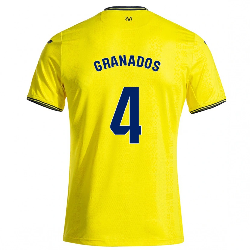 Danxen Donna Maglia Carlos Granados #4 Giallo Nero Kit Gara Home 2024/25 Maglietta