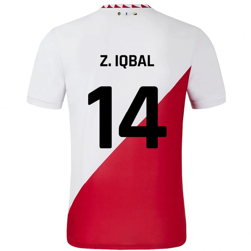 Danxen Donna Maglia Zidane Iqbal #14 Bianco Rosso Kit Gara Home 2024/25 Maglietta