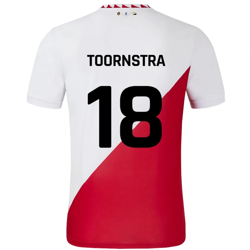 Danxen Donna Maglia Jens Toornstra #18 Bianco Rosso Kit Gara Home 2024/25 Maglietta