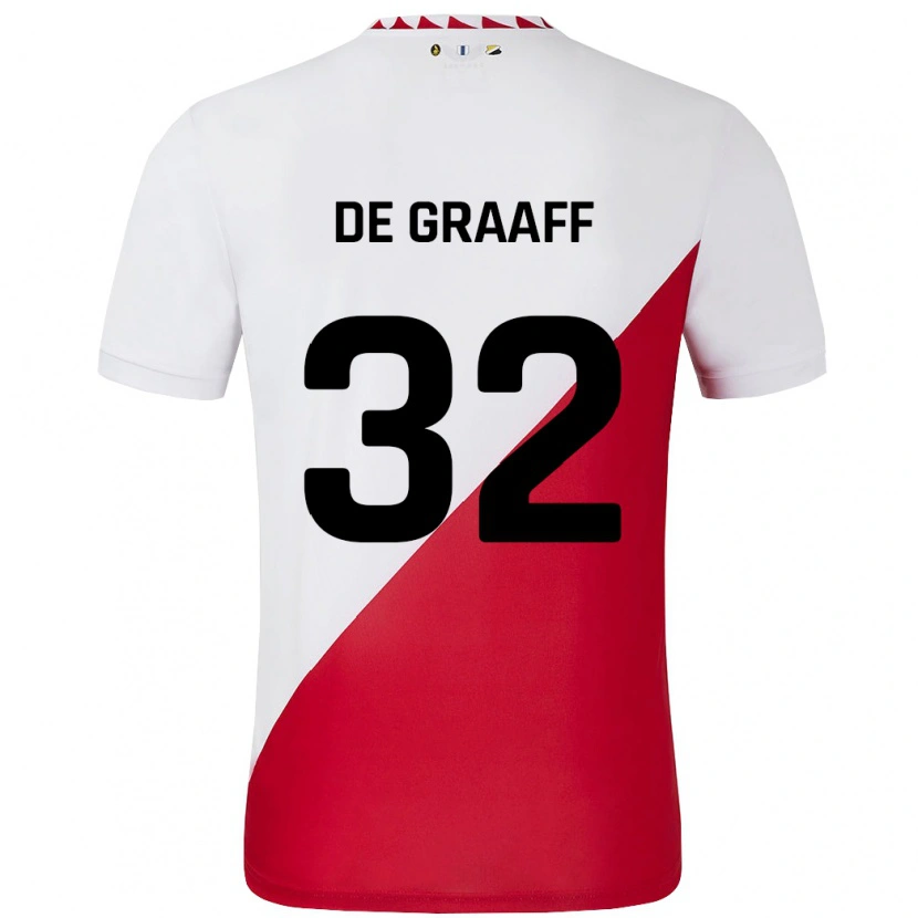Danxen Donna Maglia Tom De Graaff #32 Bianco Rosso Kit Gara Home 2024/25 Maglietta