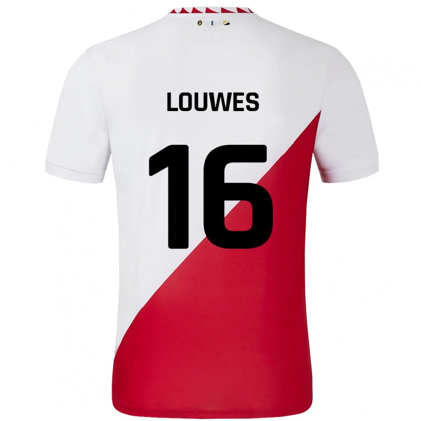 Danxen Donna Maglia Puck Louwes #16 Bianco Rosso Kit Gara Home 2024/25 Maglietta