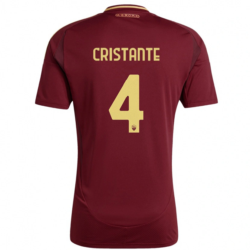 Danxen Donna Maglia Bryan Cristante #4 Rosso Marrone Oro Kit Gara Home 2024/25 Maglietta