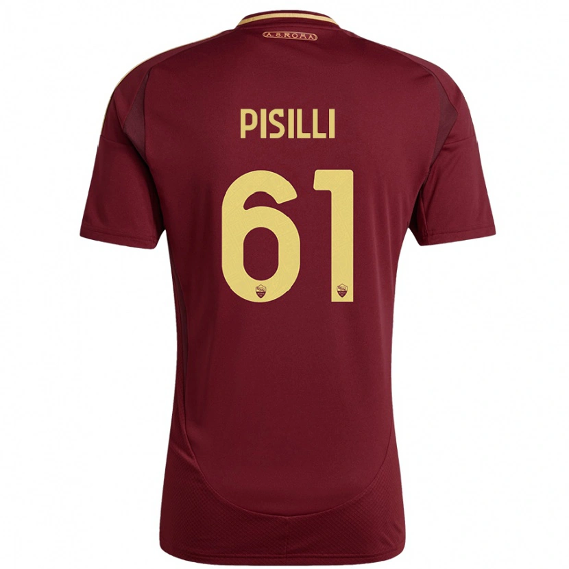 Danxen Donna Maglia Niccolò Pisilli #61 Rosso Marrone Oro Kit Gara Home 2024/25 Maglietta