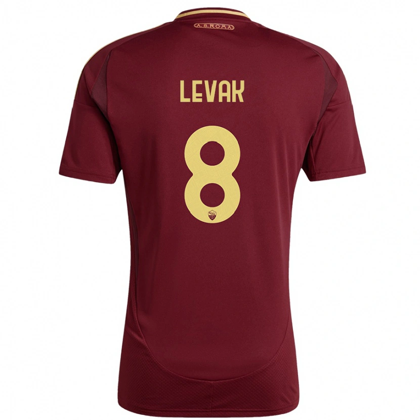 Danxen Donna Maglia Sergej Levak #8 Rosso Marrone Oro Kit Gara Home 2024/25 Maglietta