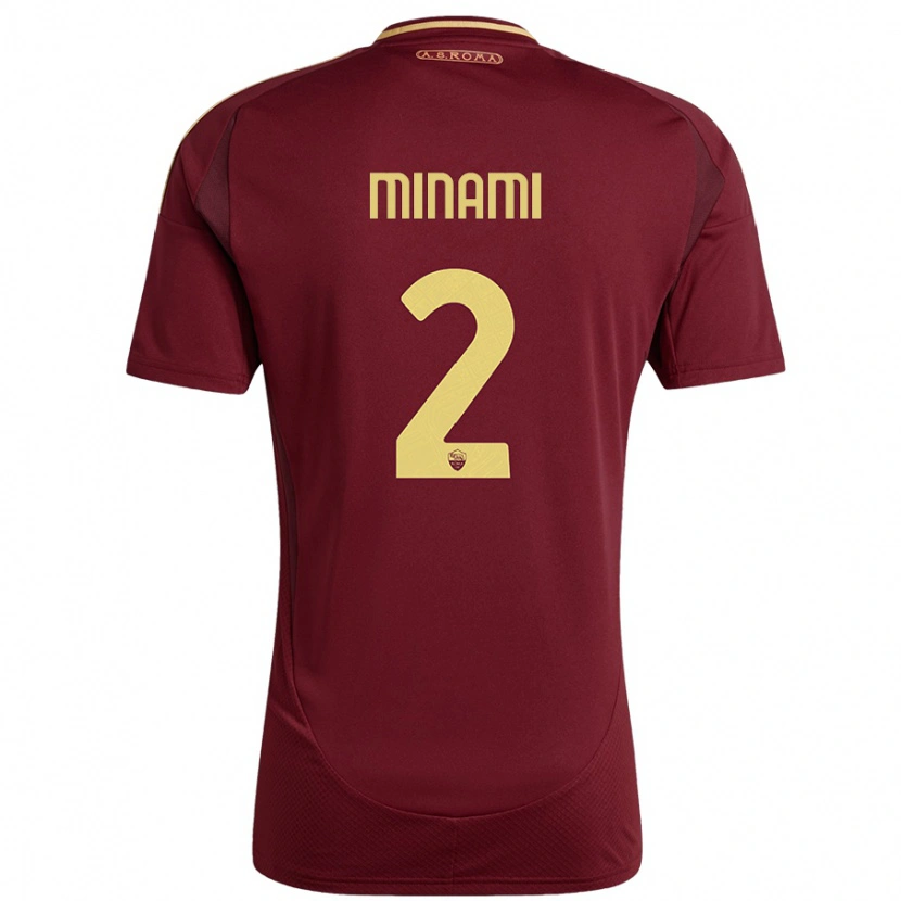Danxen Donna Maglia Moeka Minami #2 Rosso Marrone Oro Kit Gara Home 2024/25 Maglietta