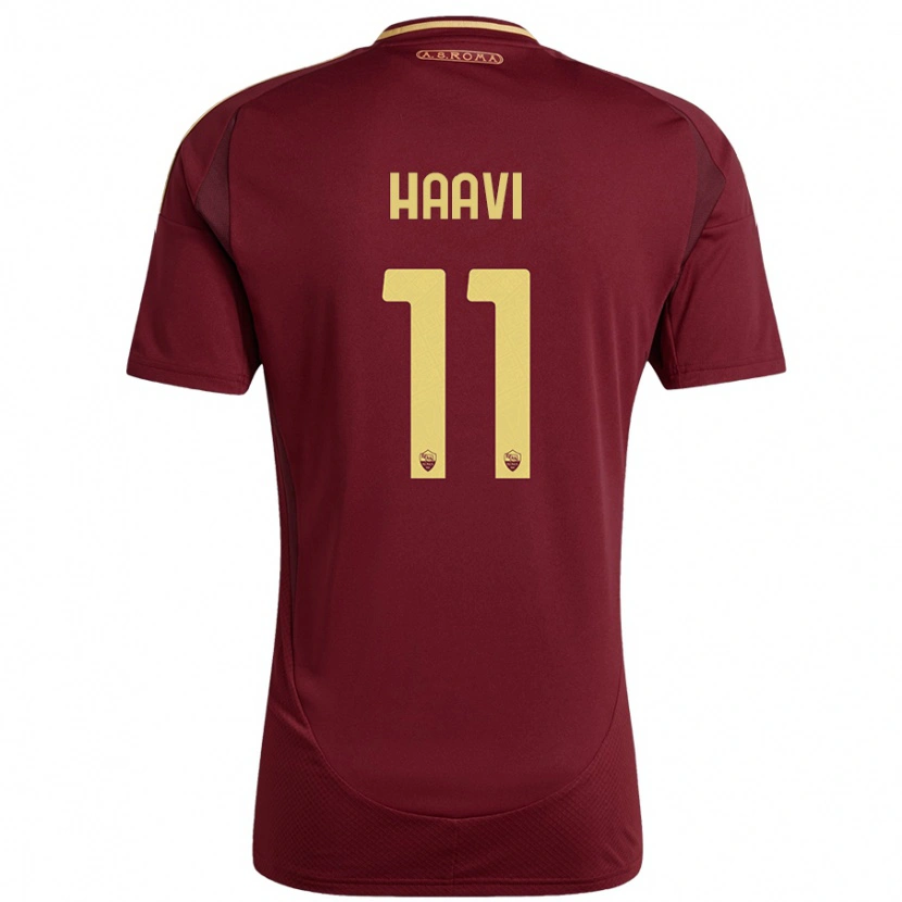 Danxen Donna Maglia Emilie Haavi #11 Rosso Marrone Oro Kit Gara Home 2024/25 Maglietta