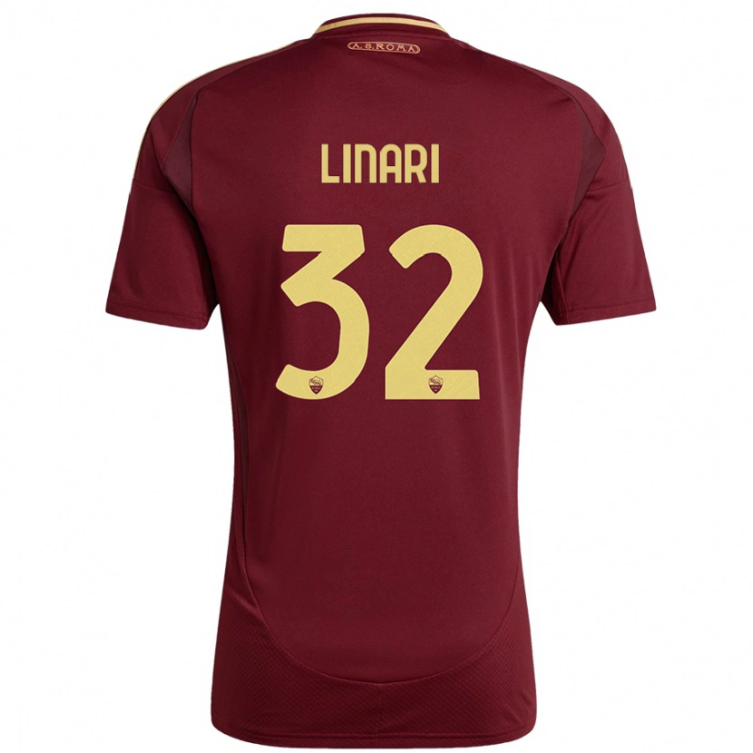 Danxen Donna Maglia Elena Linari #32 Rosso Marrone Oro Kit Gara Home 2024/25 Maglietta