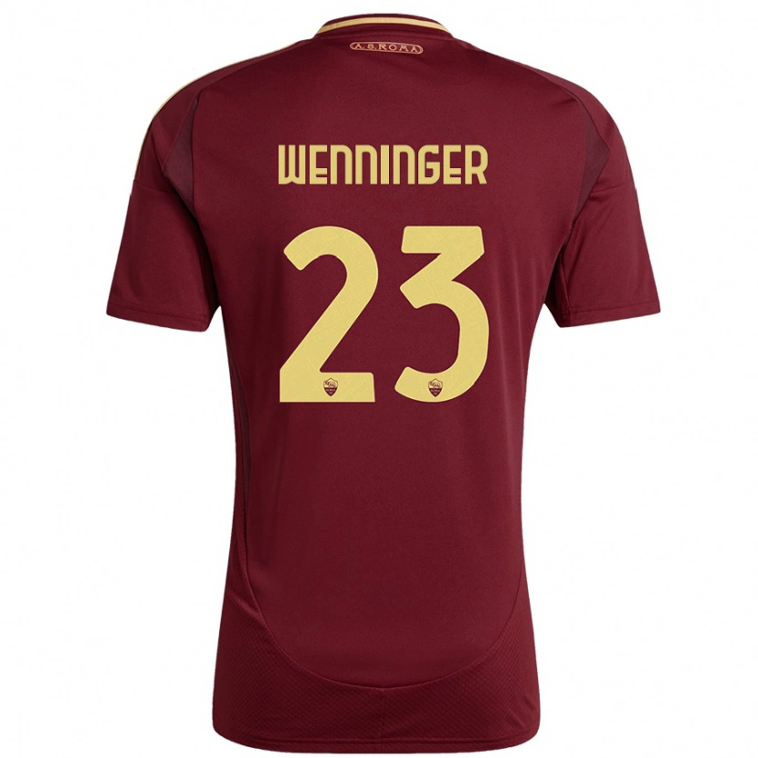 Danxen Donna Maglia Carina Wenninger #23 Rosso Marrone Oro Kit Gara Home 2024/25 Maglietta