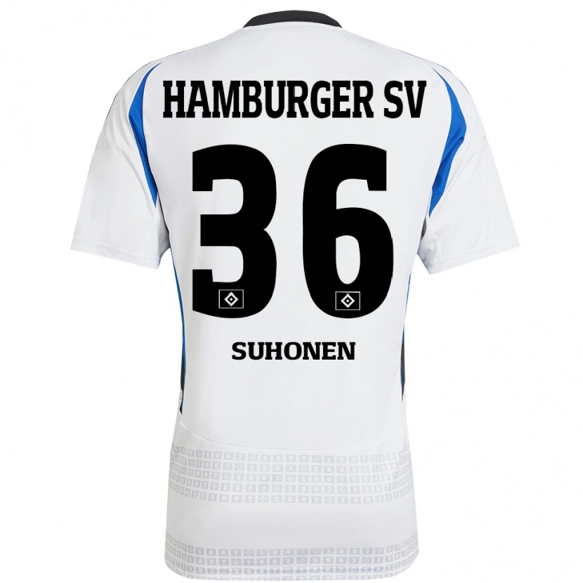 Danxen Donna Maglia Anssi Suhonen #36 Bianco Blu Kit Gara Home 2024/25 Maglietta