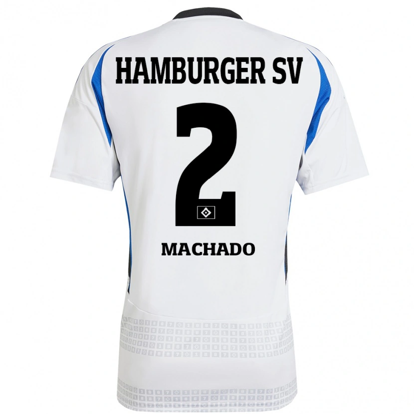 Danxen Donna Maglia Kilian Machado #2 Bianco Blu Kit Gara Home 2024/25 Maglietta