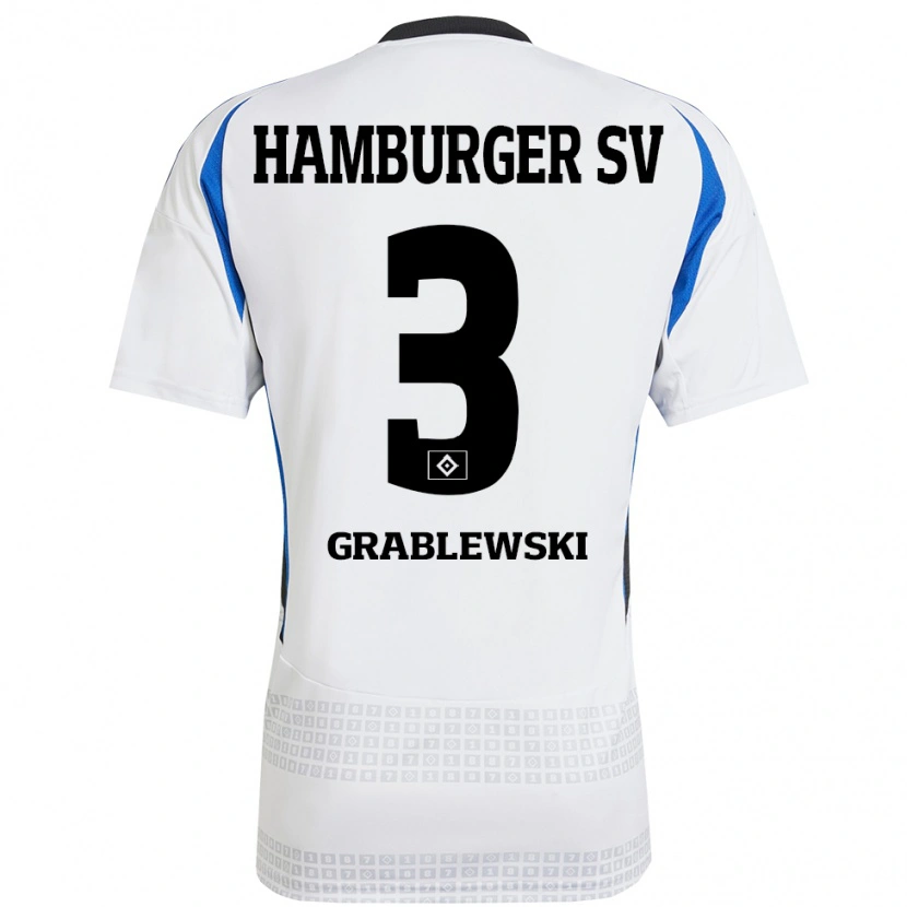 Danxen Donna Maglia Max Grablewski #3 Bianco Blu Kit Gara Home 2024/25 Maglietta