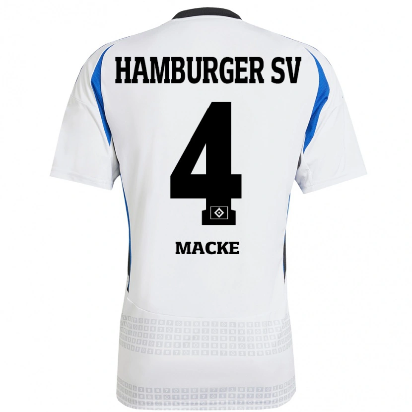 Danxen Donna Maglia Jarne Macke #4 Bianco Blu Kit Gara Home 2024/25 Maglietta