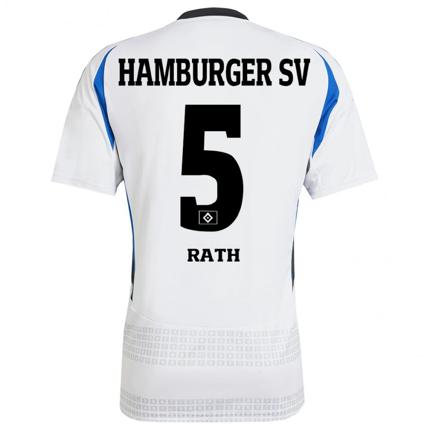 Danxen Donna Maglia Davis Rath #5 Bianco Blu Kit Gara Home 2024/25 Maglietta