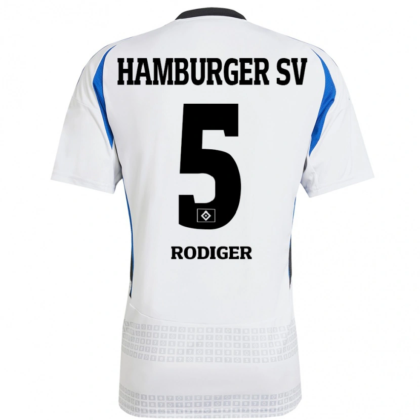 Danxen Donna Maglia Philipp Rödiger #5 Bianco Blu Kit Gara Home 2024/25 Maglietta
