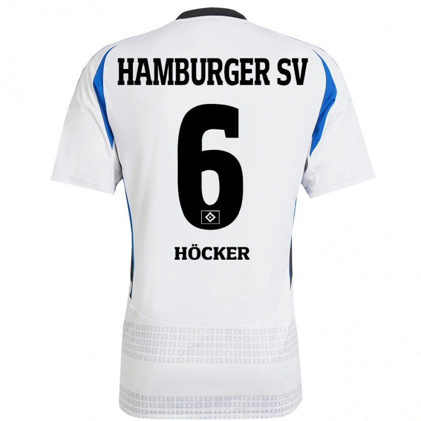 Danxen Donna Maglia Tiziano Höcker #6 Bianco Blu Kit Gara Home 2024/25 Maglietta