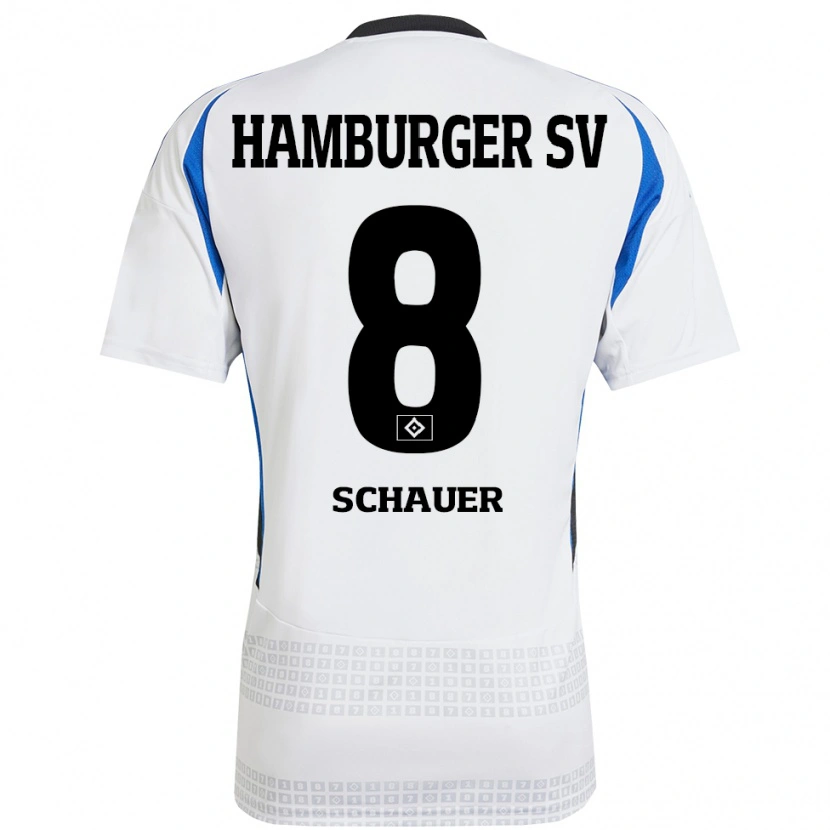 Danxen Donna Maglia Martin Schauer #8 Bianco Blu Kit Gara Home 2024/25 Maglietta