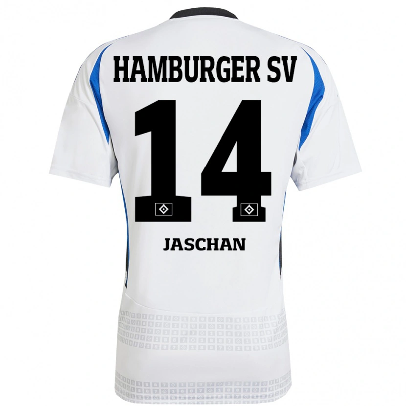 Danxen Donna Maglia Endrik Jaschan #14 Bianco Blu Kit Gara Home 2024/25 Maglietta