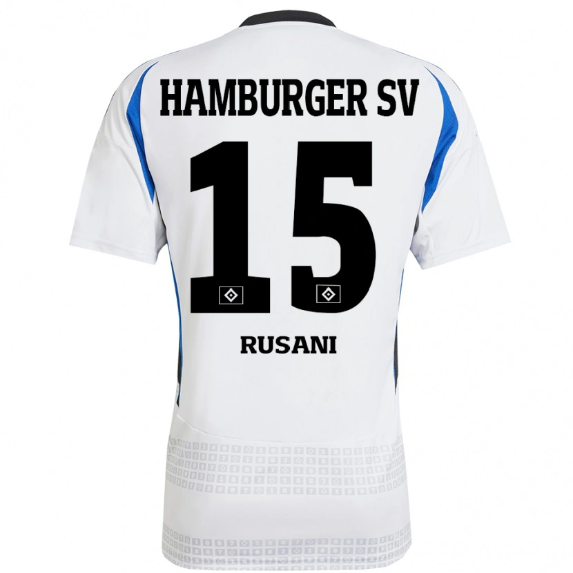 Danxen Donna Maglia Yasin Rusani #15 Bianco Blu Kit Gara Home 2024/25 Maglietta