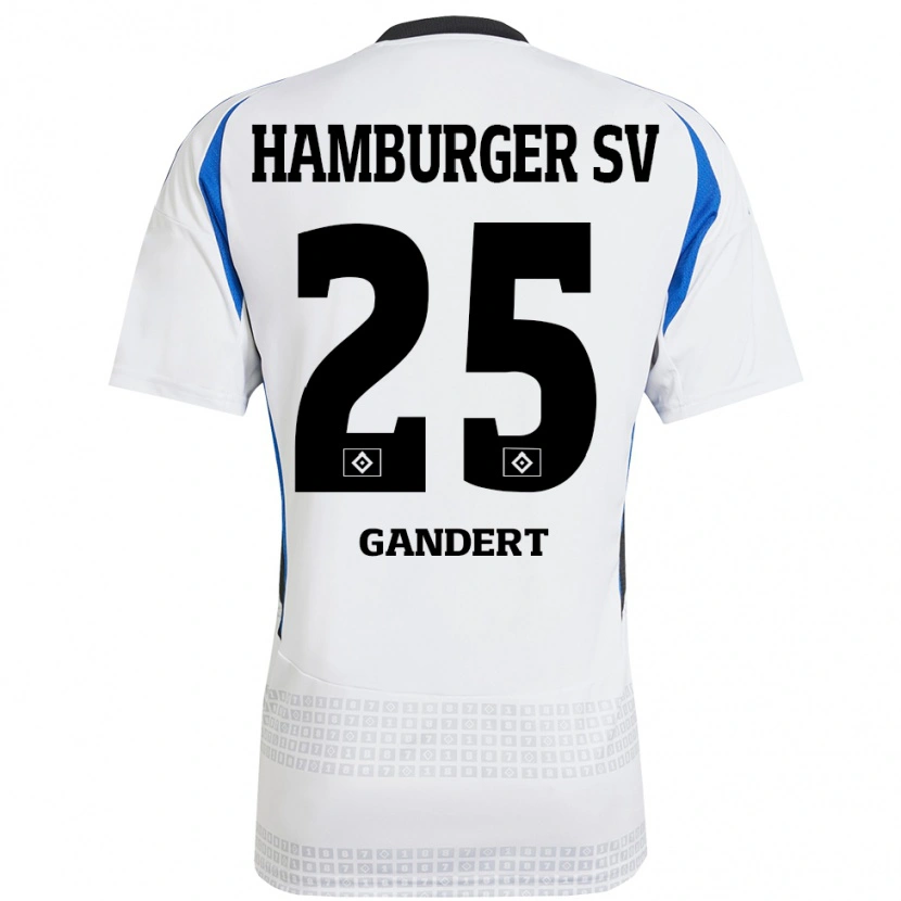 Danxen Donna Maglia Jeremy Gandert #25 Bianco Blu Kit Gara Home 2024/25 Maglietta