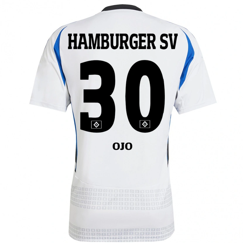 Danxen Donna Maglia Kelvin Ojo #30 Bianco Blu Kit Gara Home 2024/25 Maglietta