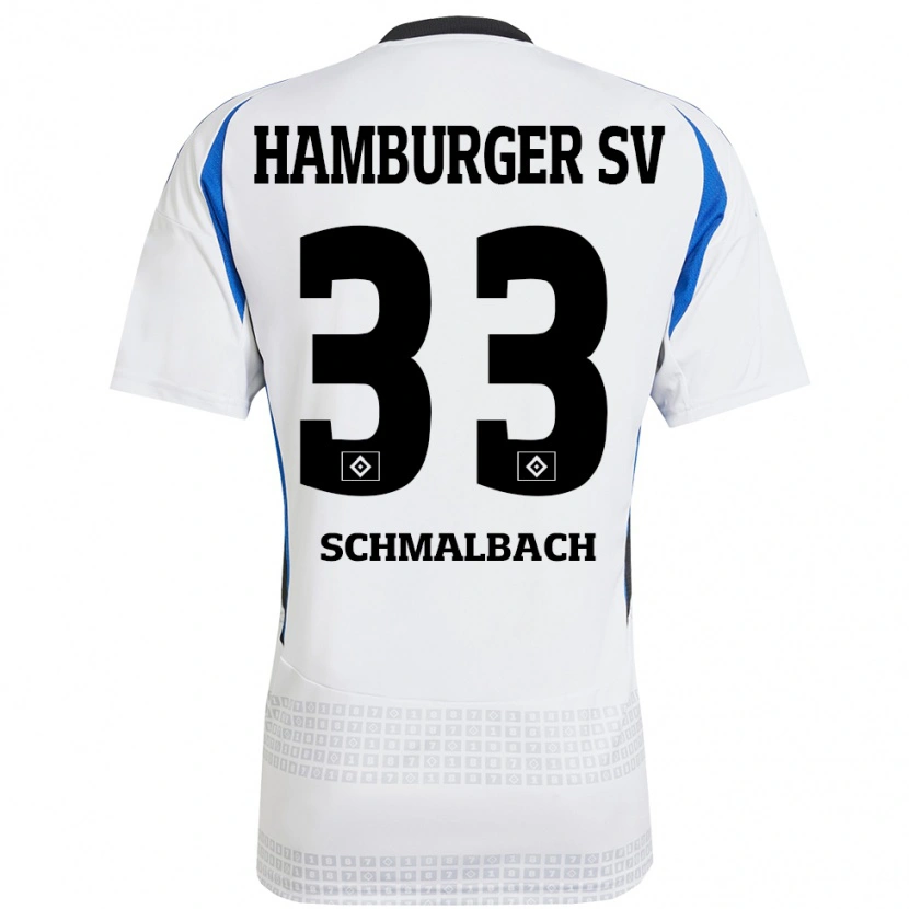 Danxen Donna Maglia Sebastian Schmalbach #33 Bianco Blu Kit Gara Home 2024/25 Maglietta