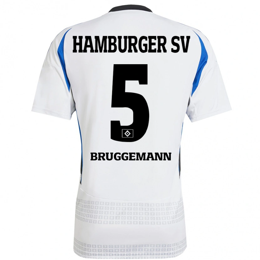Danxen Donna Maglia Nina Brüggemann #5 Bianco Blu Kit Gara Home 2024/25 Maglietta