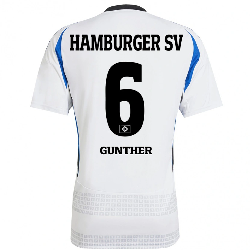Danxen Donna Maglia Hannah Günther #6 Bianco Blu Kit Gara Home 2024/25 Maglietta
