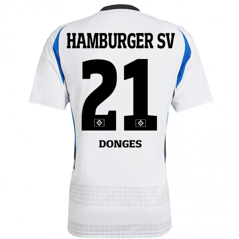Danxen Donna Maglia Jaqueline Dönges #21 Bianco Blu Kit Gara Home 2024/25 Maglietta
