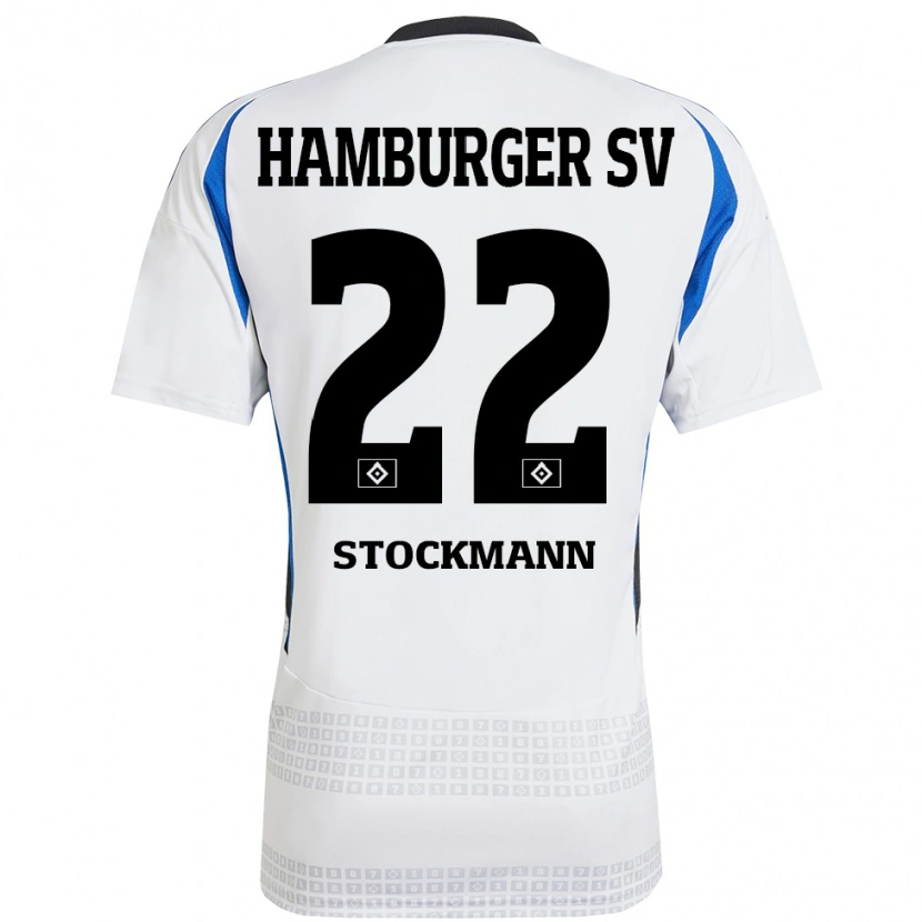 Danxen Donna Maglia Sarah Stöckmann #22 Bianco Blu Kit Gara Home 2024/25 Maglietta