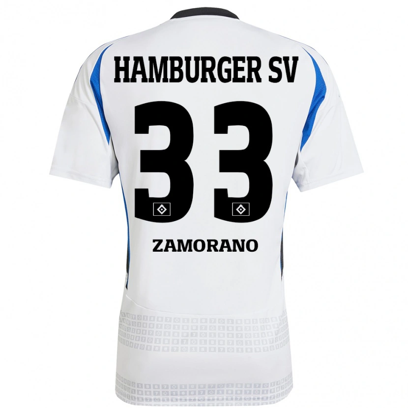 Danxen Donna Maglia Jolina Zamorano #33 Bianco Blu Kit Gara Home 2024/25 Maglietta
