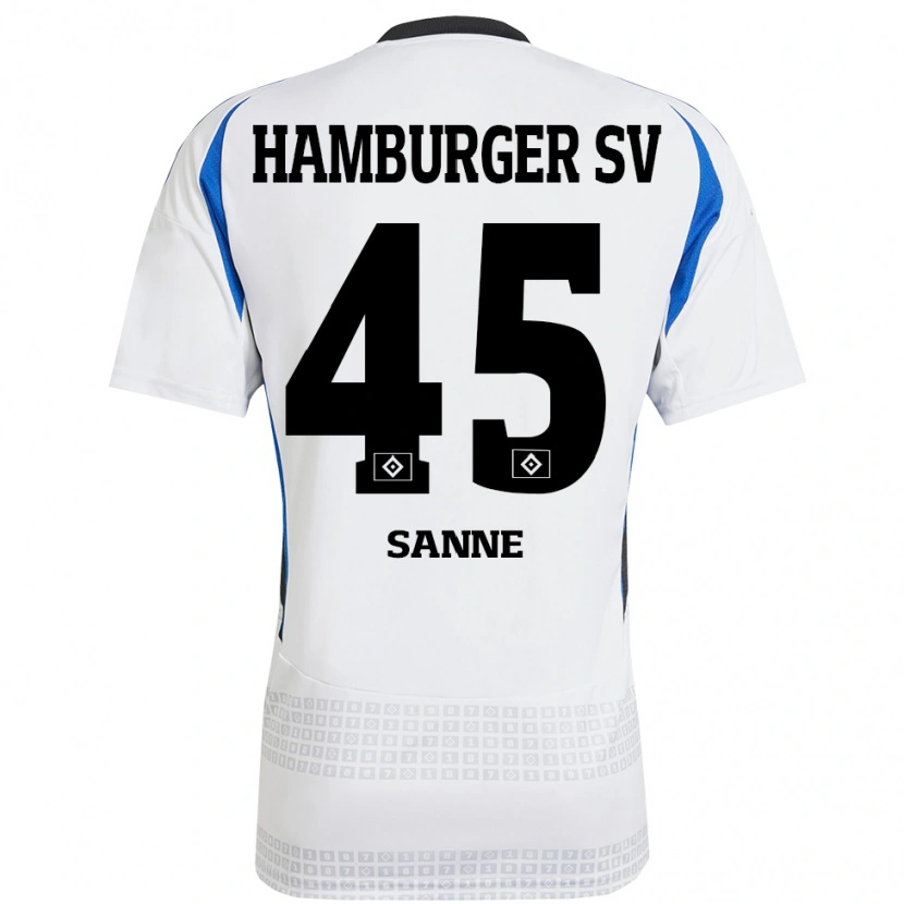 Danxen Donna Maglia Tom Sanne #45 Bianco Blu Kit Gara Home 2024/25 Maglietta
