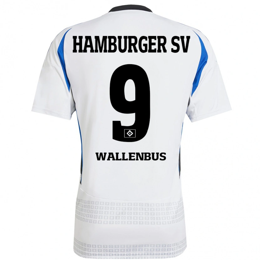 Danxen Donna Maglia Noah Wallenßus #9 Bianco Blu Kit Gara Home 2024/25 Maglietta