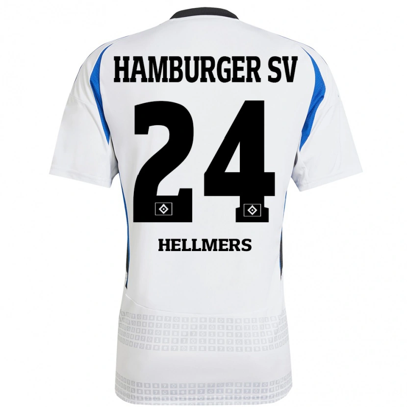 Danxen Donna Maglia Maximilian Hellmers #24 Bianco Blu Kit Gara Home 2024/25 Maglietta
