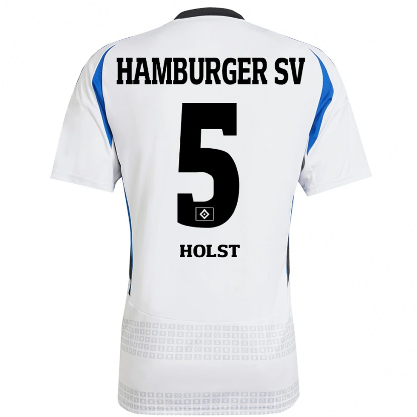 Danxen Donna Maglia Evelyn Holst #5 Bianco Blu Kit Gara Home 2024/25 Maglietta