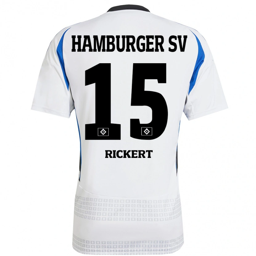 Danxen Donna Maglia Manja Rickert #15 Bianco Blu Kit Gara Home 2024/25 Maglietta