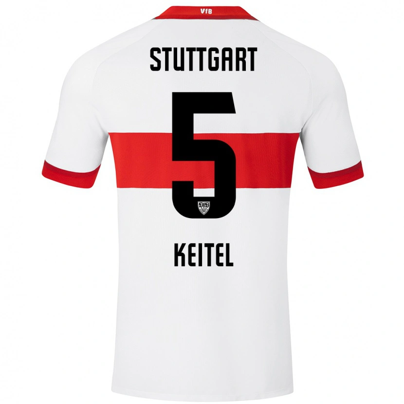 Danxen Donna Maglia Yannik Keitel #5 Bianco Rosso Kit Gara Home 2024/25 Maglietta