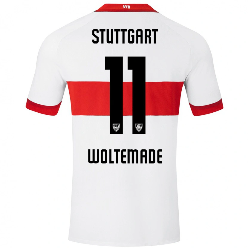 Danxen Donna Maglia Nick Woltemade #11 Bianco Rosso Kit Gara Home 2024/25 Maglietta