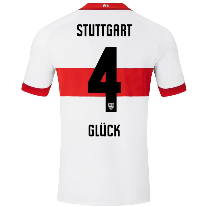 Danxen Donna Maglia Michael Glück #4 Bianco Rosso Kit Gara Home 2024/25 Maglietta