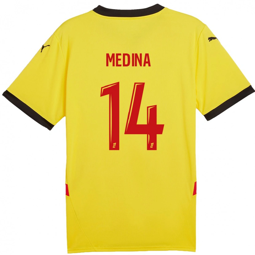 Danxen Donna Maglia Facundo Medina #14 Giallo Rosso Kit Gara Home 2024/25 Maglietta