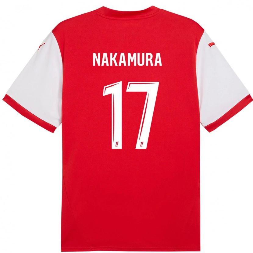 Danxen Donna Maglia Keito Nakamura #17 Rosso Bianco Kit Gara Home 2024/25 Maglietta