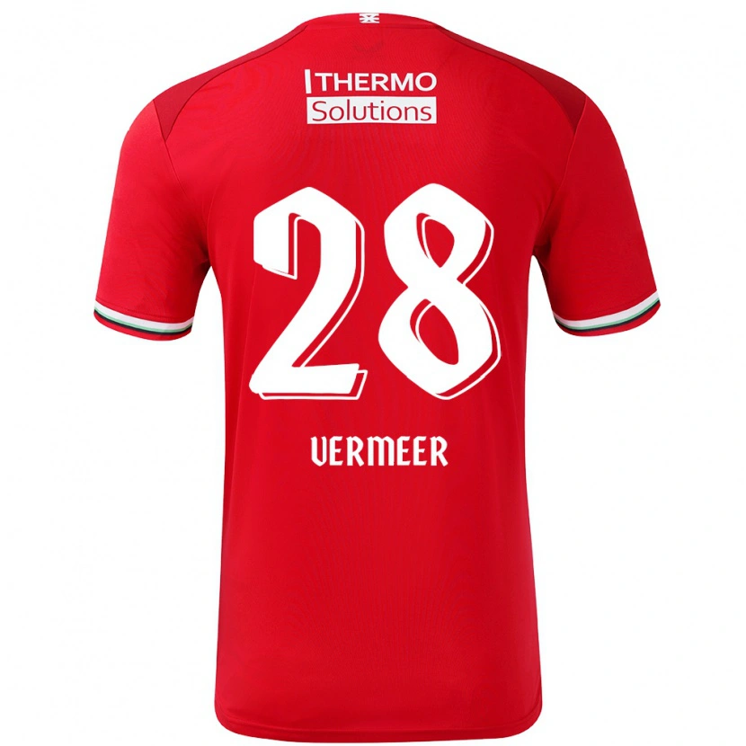 Danxen Donna Maglia Sofie Vermeer #28 Rosso Bianco Kit Gara Home 2024/25 Maglietta