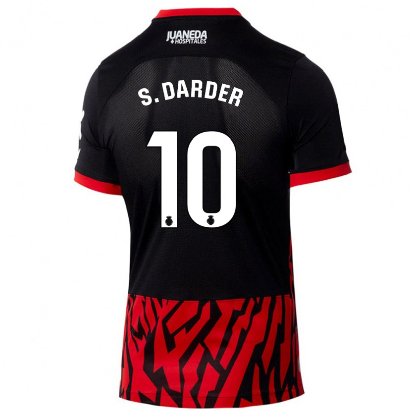 Danxen Donna Maglia Sergi Darder #10 Nero Rosso Kit Gara Home 2024/25 Maglietta