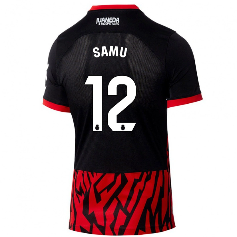 Danxen Donna Maglia Samú Costa #12 Nero Rosso Kit Gara Home 2024/25 Maglietta