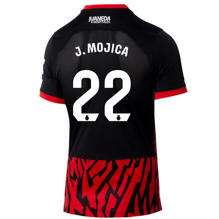 Danxen Donna Maglia Johan Mojica #22 Nero Rosso Kit Gara Home 2024/25 Maglietta